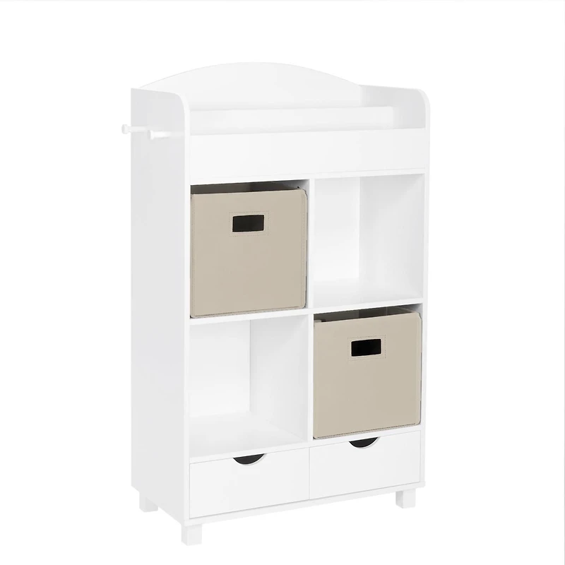 Maison RiverRidge®Meuble de rangement pour enfant avec casiers et range-livres, blanc avec bacs 2 pièces