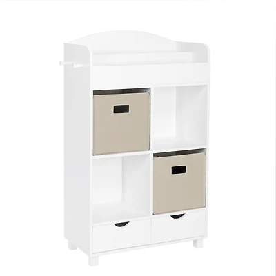 Maison RiverRidge®Meuble de rangement pour enfant avec casiers et range-livres, blanc avec bacs 2 pièces
