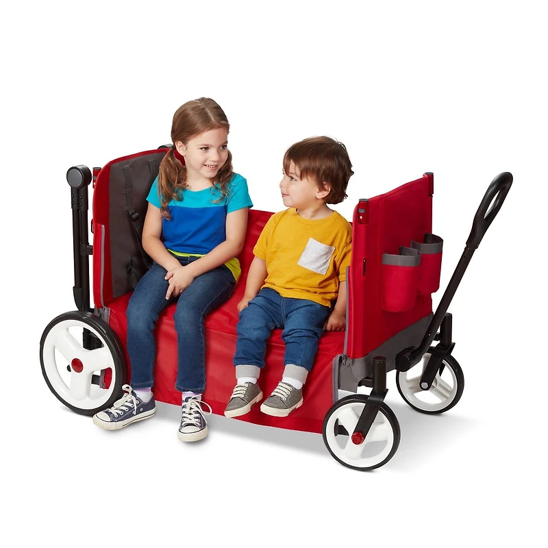 Radio Flyer Convertible Stroll N Wagon with Pull & Push Handle, Red/Black