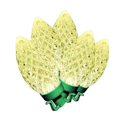 Lot de 100 lumières de Noël C9 à DEL blanc chaud Holiday Time, taille diamant, avec fil vert, 58 pieds