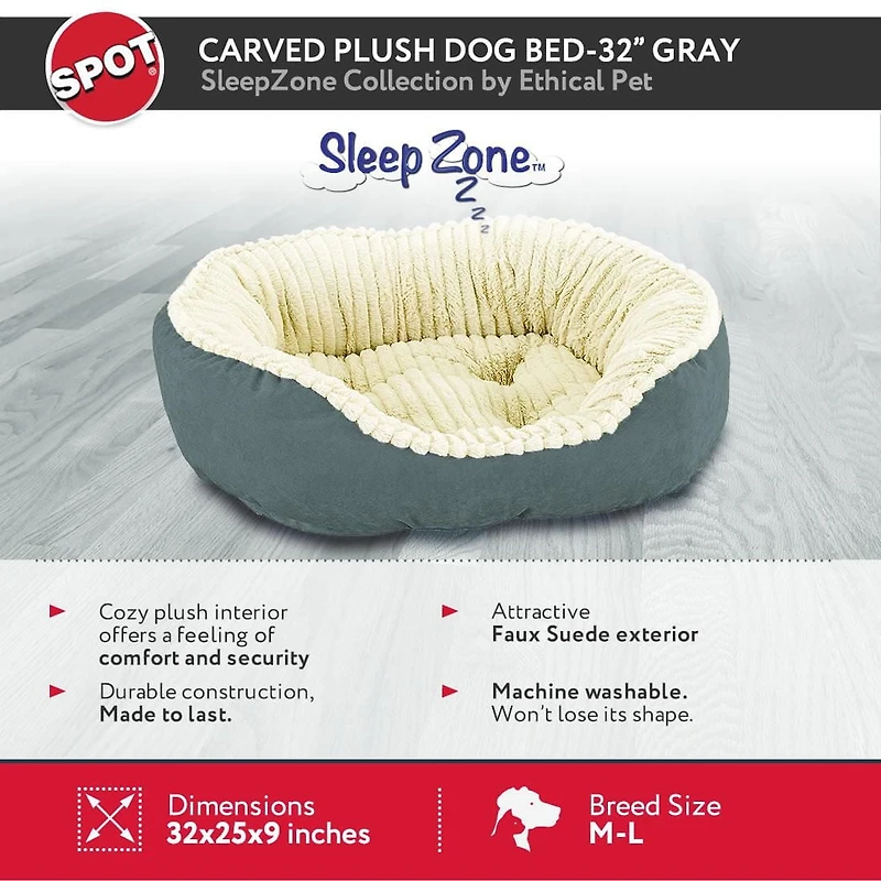 Sleep Zone Carved Plush Dog Bed