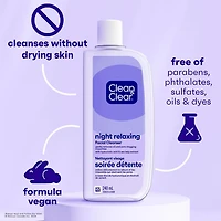 Clean & Clear Night Relaxing Facial Cleanser, Oil-Free Foaming Night Face Wash with Hyaluronic Acid & Sea Kelp Extract Gently Removes Oil & Pore Clogging Impurities, 240 mL