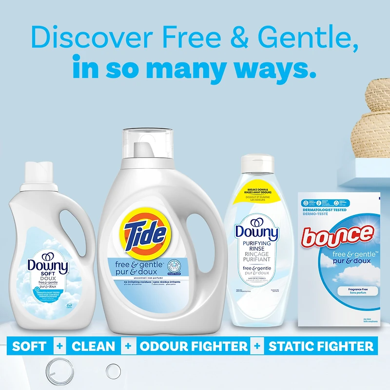 Tide Free & Gentle Liquid Laundry Detergent, Tide Laundry Detergent, Clean Laundry Detergent, 3.1L