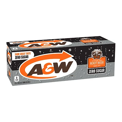 A&W Zero Sugar Root Beer® 355mL Cans, 12 Pack