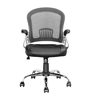 CorLiving Quinn Faux Leather and Mesh Adjustable Height Adult Office Chair with Lumbar Support, Black