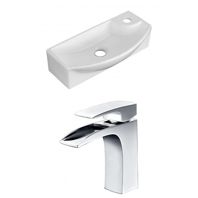 American Imaginations -in. W Above Counter White Bathroom Vessel Sink Set For 1 Hole Right Faucet AI
