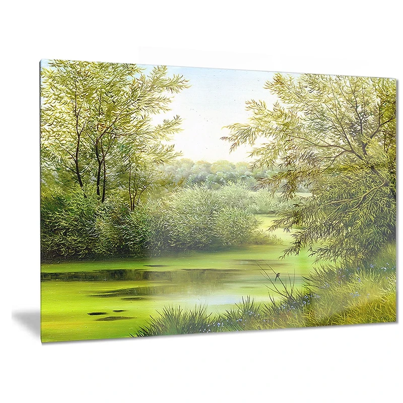 Art mural abstrait en métal Design Art Paysage d'été vert