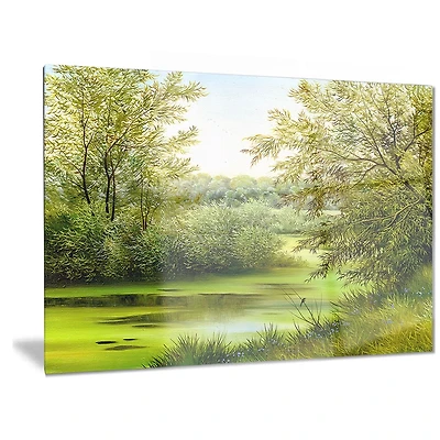 Art mural abstrait en métal Design Art Paysage d'été vert