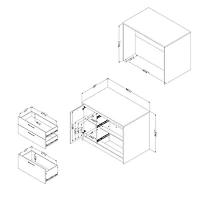 Southshore Myro Kitchen Island with Door and Drawers