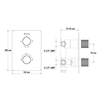 Square 3-functions thermostatic valve, Magnetic handheld shower, bath spout or simultaneously