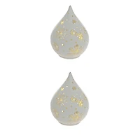 Led Teardrop Glass Stand (Santa On A Sleigh) (White) - Set of 2