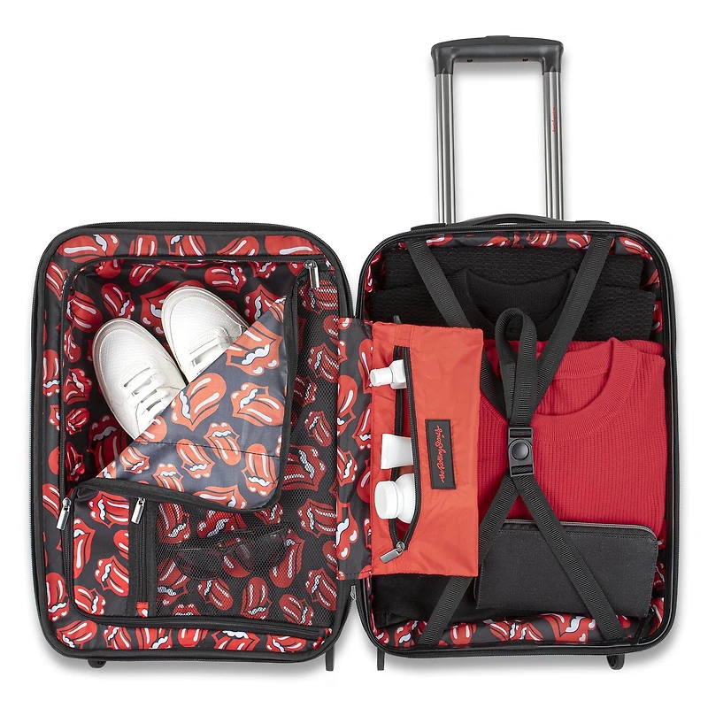 Rolling Stones - Carry-on Luggage 4 piece set, Carry-on with Backpack and 2 foldable totes