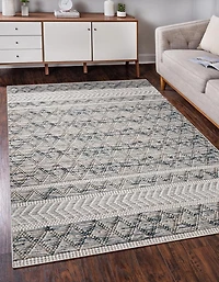 Mirage Macomb Cream & Blue 5' x 7' Area Rug