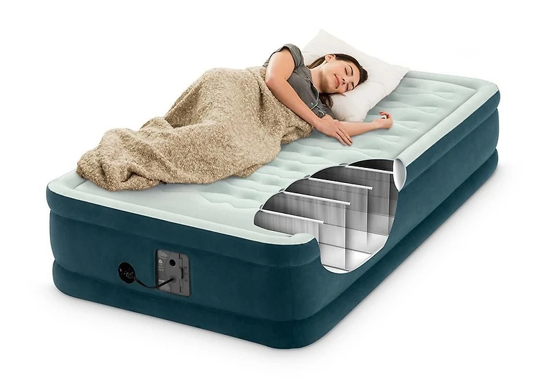 INTEX Dura-Beam® Dream Lux Pillowtop Air Mattress with Internal Pump, 15in. Twin, with Fiber-Tech® Construction