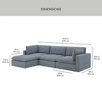 Better Homes & Gardens Weston 107.5" Cloud Modular Sectional Sofa, Blue