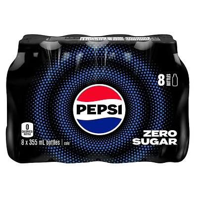 Pepsi Zero Sugar Cola 8 x 355 ml, Bottles, 8x355mL