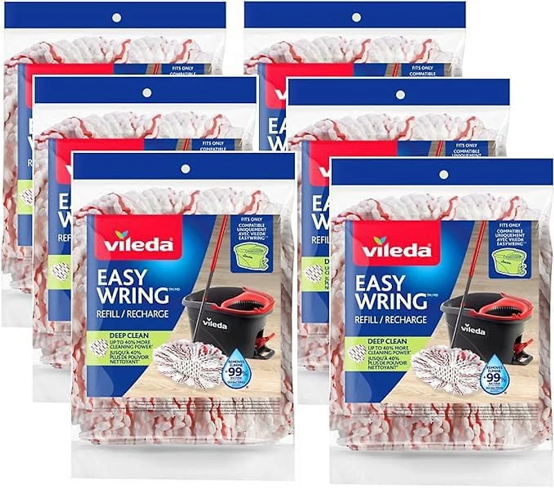 EasyWring Deep Clean Mop Head Replacement, Machine-Washable Refill (6 Pack)