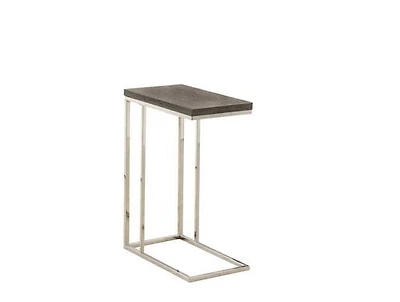 Monarch Specialties Accent Table, C-shaped, End, Side, Snack, Living Room, Bedroom, Metal, Laminate, Brown, Chrome, Contemporary, Modern