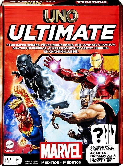 UNO Ultimate Marvel Card Game with 4 Collectible Foil Cards