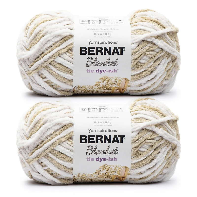 Bernat® Blanket Tie Dye-ish™ Yarn (2 Pack), Polyester #6 Super Bulky, 10.5oz/300g, 220 Yards Value 2-Pack Blanket Yarn