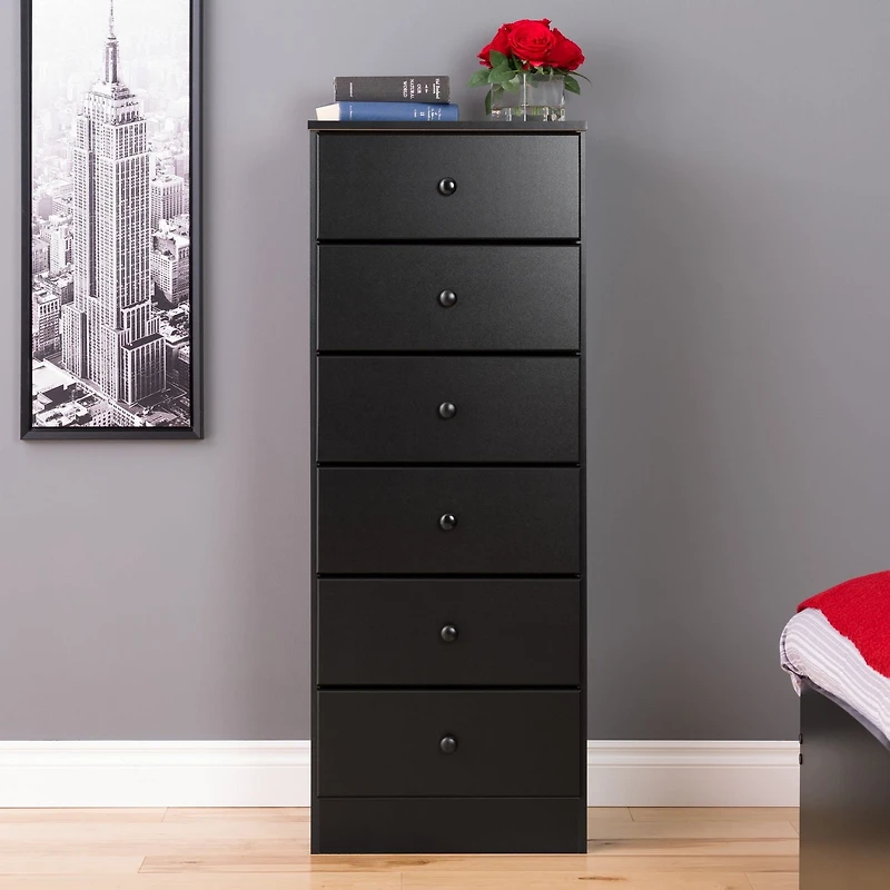 Prepac Astrid Black 6-Drawer Tall Chest