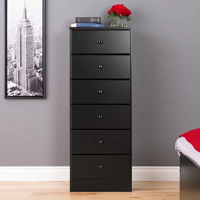 Prepac Astrid Black 6-Drawer Tall Chest