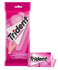 Trident, Multipaquet de Gomme balloune sans sucre- Paquet de 3 (42 Morceaux) 3 Paq (14 pcs ea), 42ct