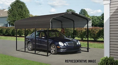 Steel Carport 10 x 20 x 7 ft. Galvanized Black/Charcoal