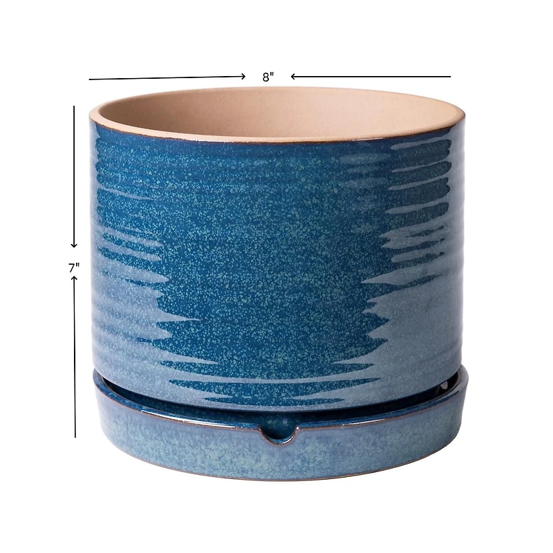 Better Homes & Gardens 6" Ceramic Round Planter Pot-Teal, Flower pot