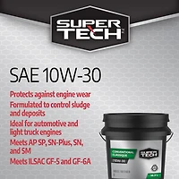 SuperTech Conventionnel SAE 10W-30, seau, 18.9L