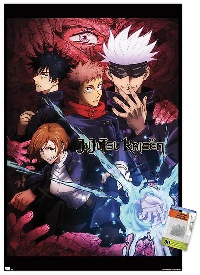 Jujutsu Kaisen – One Sheet 22.375" x 34" Wall Poster with Beechwood Magnetic Frame