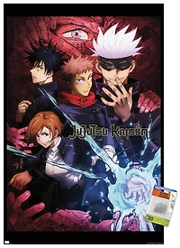 Jujutsu Kaisen – One Sheet 22.375" x 34" Wall Poster with Beechwood Magnetic Frame