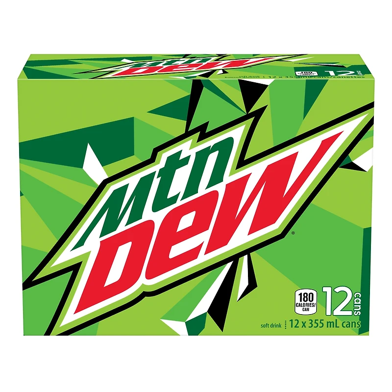 Boisson gazeuse MTN Dew, 355 mL, 12 canettes 12x355mL