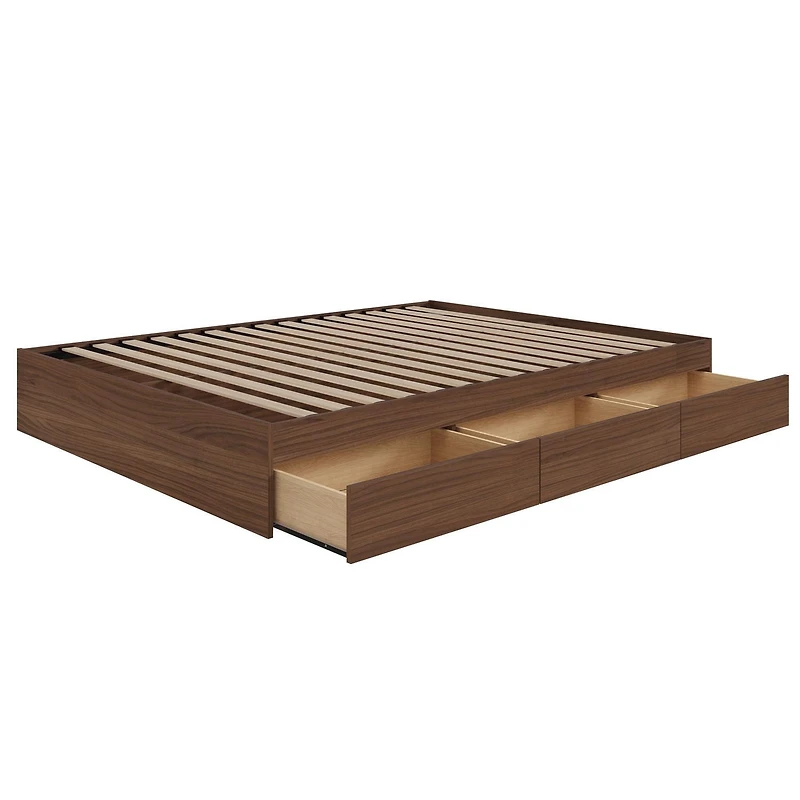 Lit rangement 3 tiroirs Alibi de Nexera, fini Noyer