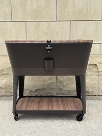 Permasteel Glacière extérieure de 80 qt pour patio - Conique - Grain de bois - Finition brune