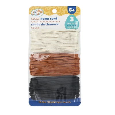 TINY HANDS Cordon de chanvre naturel, 3 mcx, 10,9 m (12 verges), à partir de 6 ans, bricolage HEM CORD ASST