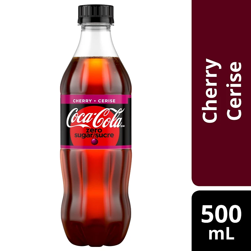 Coca-Cola Cherry Zero Sugar Bottle, 500 mL, 500 mL