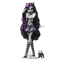 Monster High Reel Drama Clawdeen Wolf Collector Doll in Black and White, Reproduction with Poster