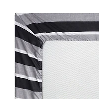 Marina Decoration Ultra Soft Silky Deep Pocket Rich Printed Bedding Rayon from Bamboo All Season Sheet Set with Pillowcases, Black Grey Stripes Pattern