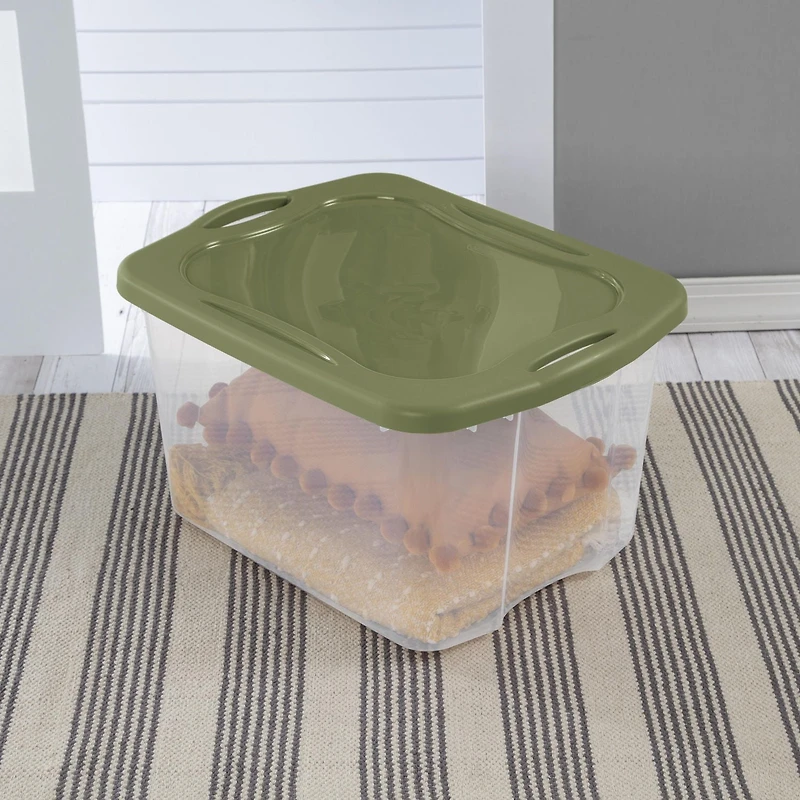 Sterilite Boîte de Rangement 66 L EZ Carry Claire/ Sauge Legume