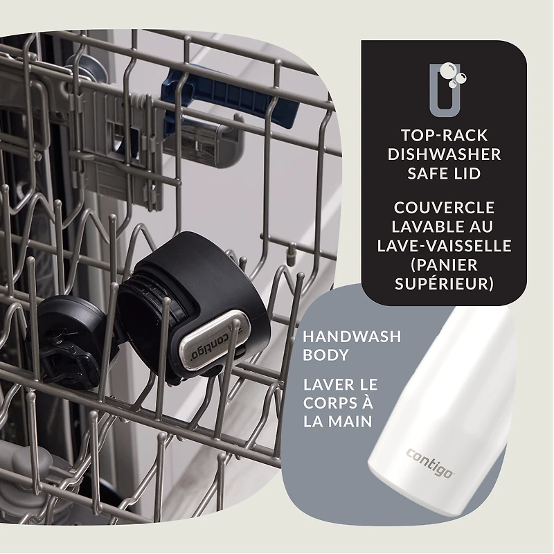 Tasse de voyage en acier inoxydable à isolation sous vide Contigo AUTOSCELLABLE West Loop avec couvercle facile à nettoyer, 473 ml (16 oz) Sel perle givrée