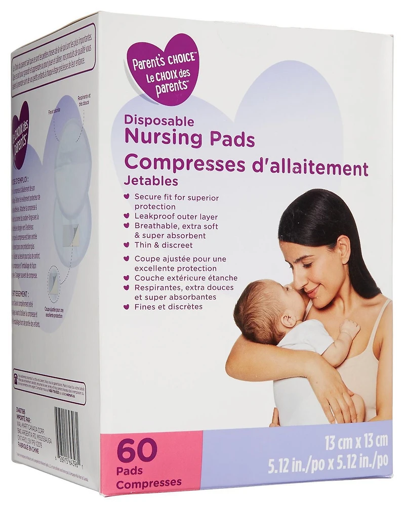 Compresses d'allaitement jetables Le Choix des Parents 60 compresses (13 x 13 cm)