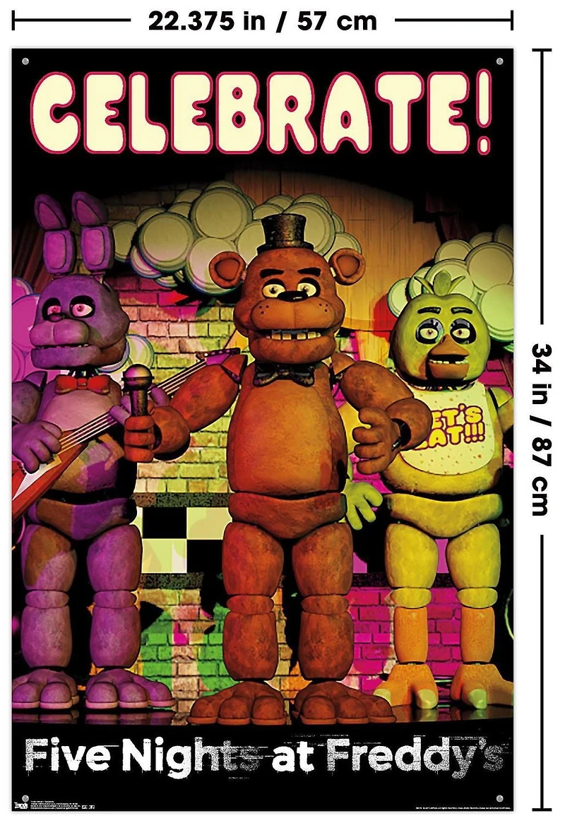 Five Nights at Freddy's - Celebrate Wall Poster with Push Pins, 22.375" x 34"