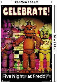Five Nights at Freddy's - Celebrate Wall Poster with Push Pins, 22.375" x 34"