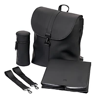 Bababing Sorm Sac à Langer Unisexe - Sac à Dos à Bandoulières Élégant et Pratique - 100% Imperméable en Caoutchouc PU Noir - Grande Capacité pour Tous les Accessoires Bébé - Idéal pour les Parents à l