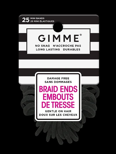 Gimme Attaches à Cheveux, Extrémités de Tresse Noires, 25 unités