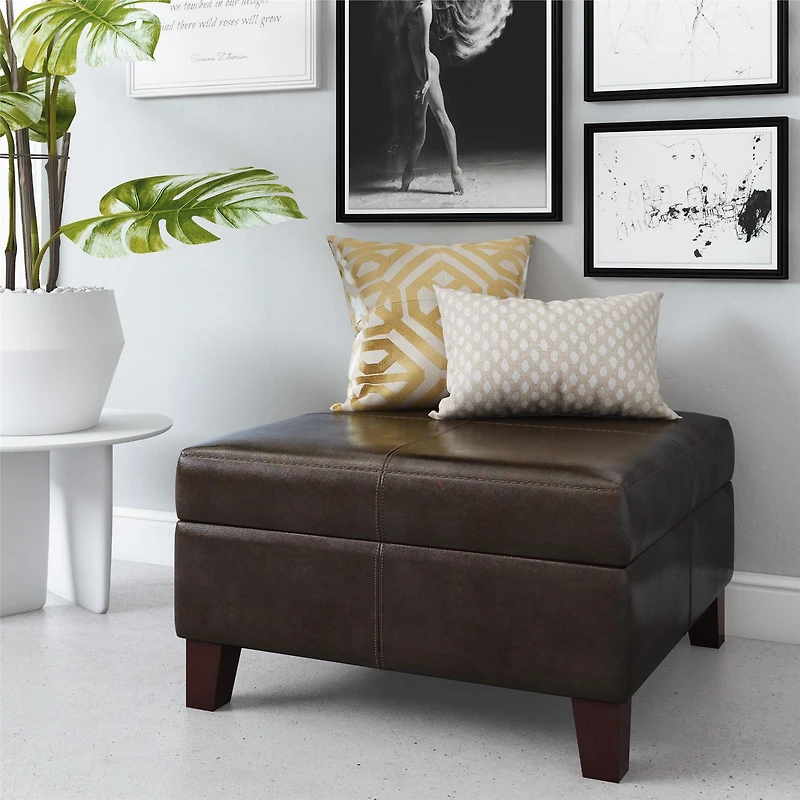 Pouf carré avec rangement de la marque « Dorel Living », Meuble de salle de séjour (espresso)