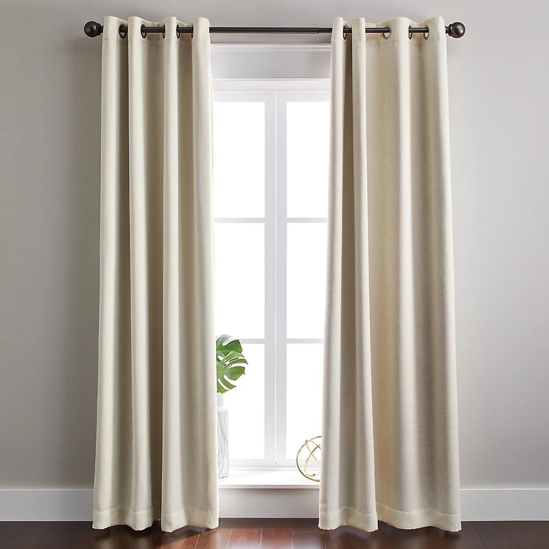 Better Homes & Gardens Linen Grommet Blackout Curtain Panel, 50" x 95", Ivory, Textured Blackout Curtain