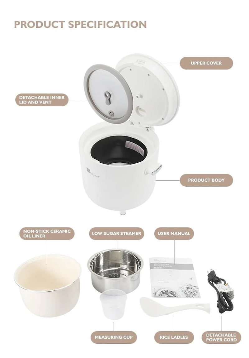 ByOrient Low Sugar Rice Cooker 4 Cups