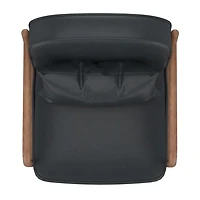 Milieu du siècle moderne Similicuir et Bois Massif Fauteuil, Similicuir - Noir et Noyer